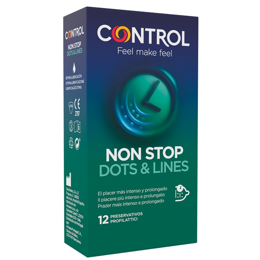 CONTROL CONDOMS Nonstop Dots And Lines Condoms 12 Units - Aura Intime