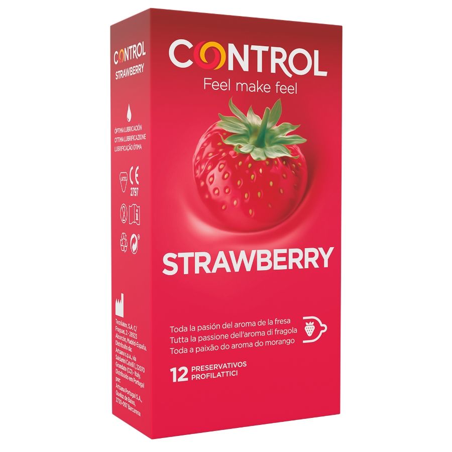CONTROL CONDOMS ADAPTATION FRAISE 12 UNITÉS - Aura Intime