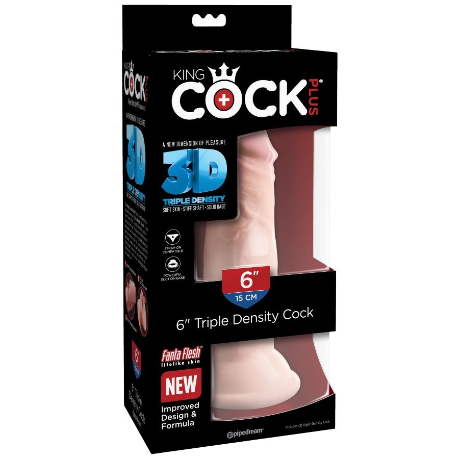KING COCK PLUS GODE TRIPLE DENSITÉ 15 CM — accessoires inclus
