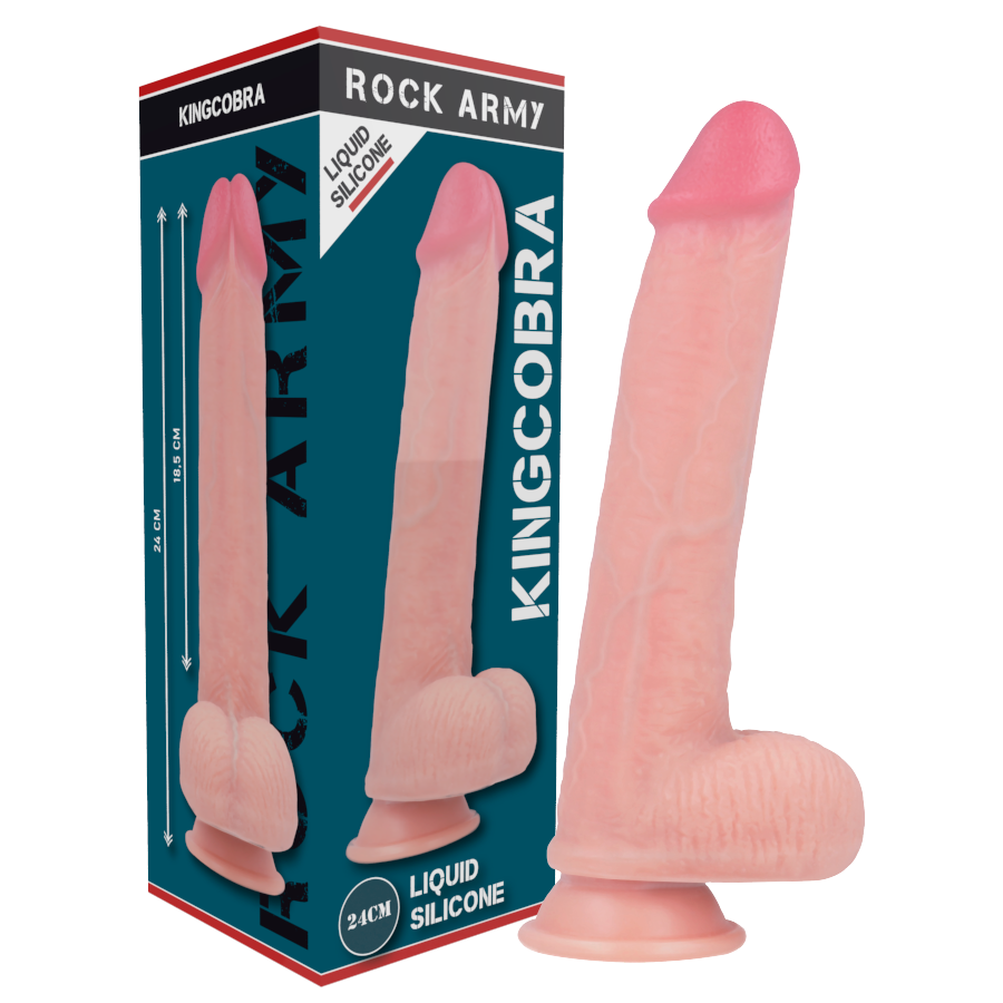 ROCK ARMY LIQUIDE SILICONE PREMIUM KINGCOBRA RÉALISTE 24 CM -O- 4.7... - Aura Intime
