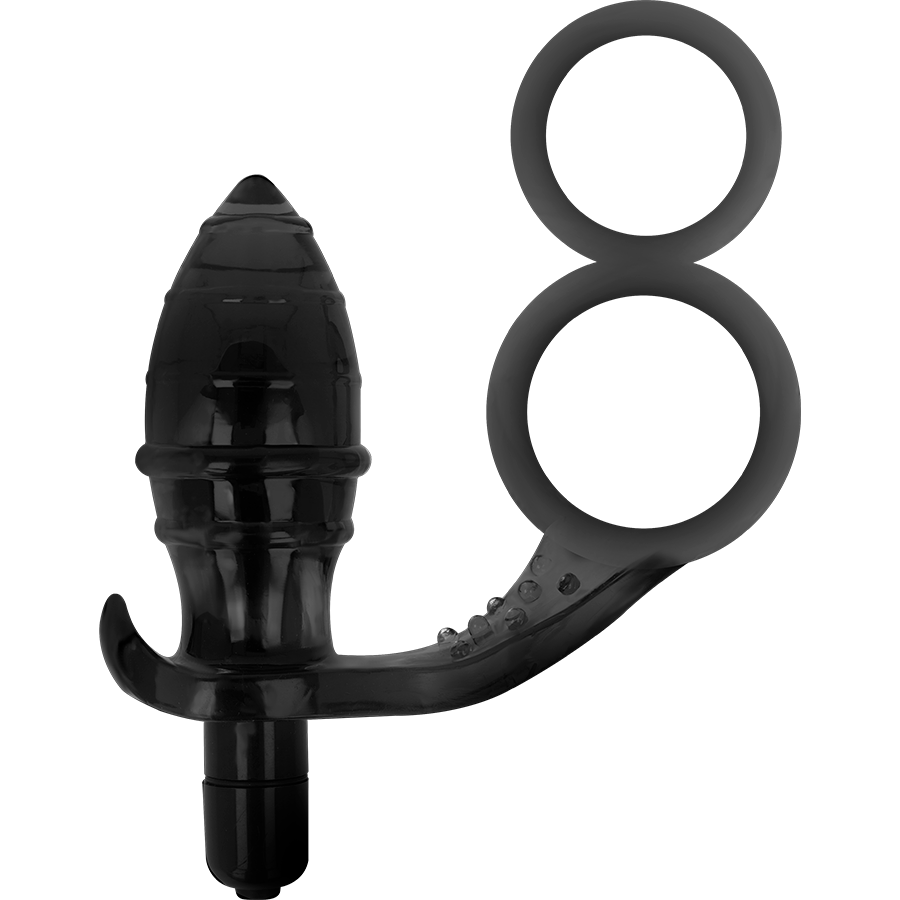ADDICTED TOYS Plug Anal Double Anneau Noir — vue détaillée