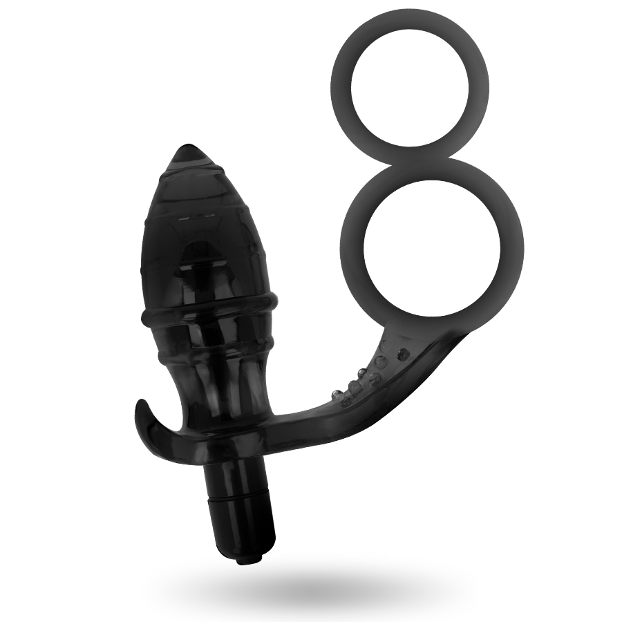 ADDICTED TOYS Plug Anal Double Anneau Noir — vue arrière