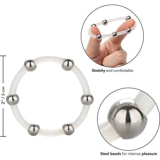 CALEXOTICS - Bague En Silicone Perlée Acier Xl