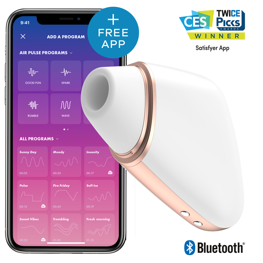 SATISFYER CONNECT Stimulateur Vibrateur Air Love Triangle Blanc - Aura Intime