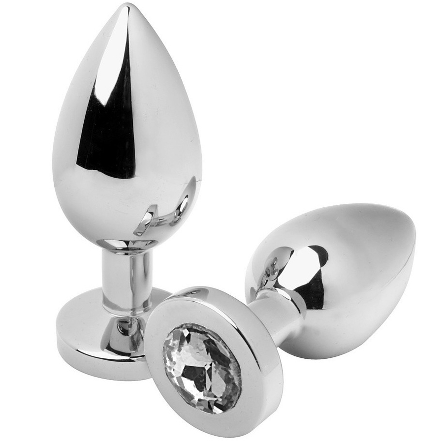 METAL HARD Plug Anal Diamant Transparent Moyen 7,62Cm - Aura Intime