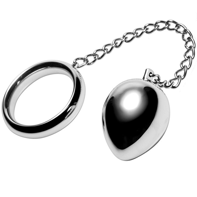 METAL HARD Anneau Pénien 45Mm + Chaîne Bille Métallique - Aura Intime