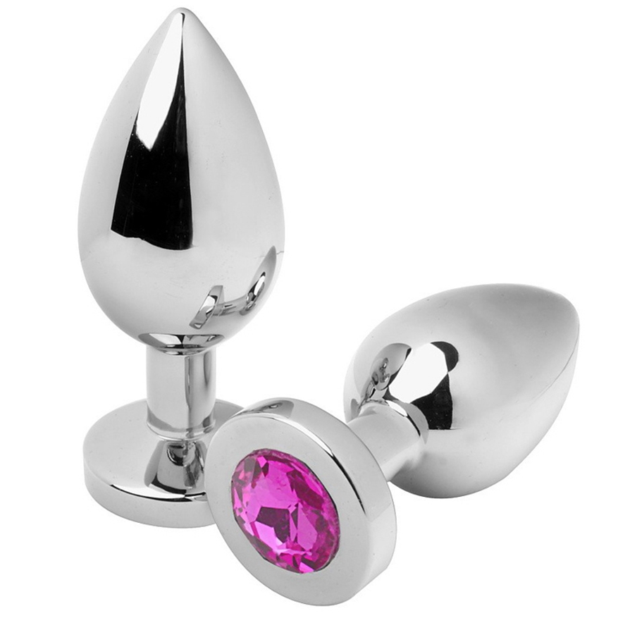 METAL HARD Plug Anal Diamant Rose Moyen 7,62Cm - Aura Intime