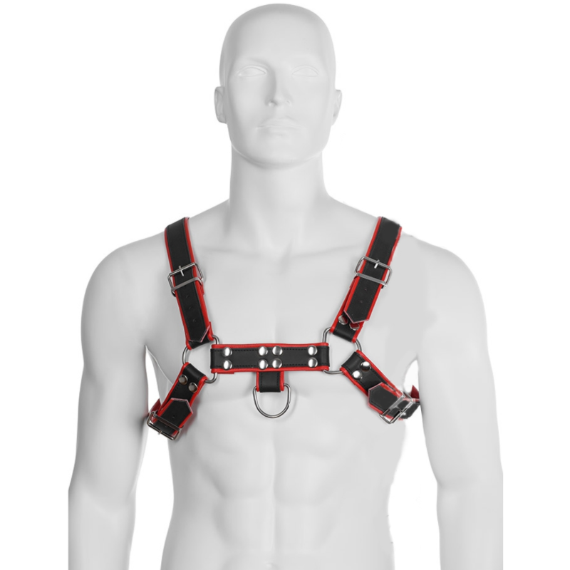 LEATHER BODY Harnais Chaîne Iii Noir / Rouge - Aura Intime