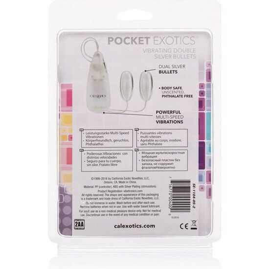 CALEXOTICS Balles Vibrantes Duo Argent — vue arrière