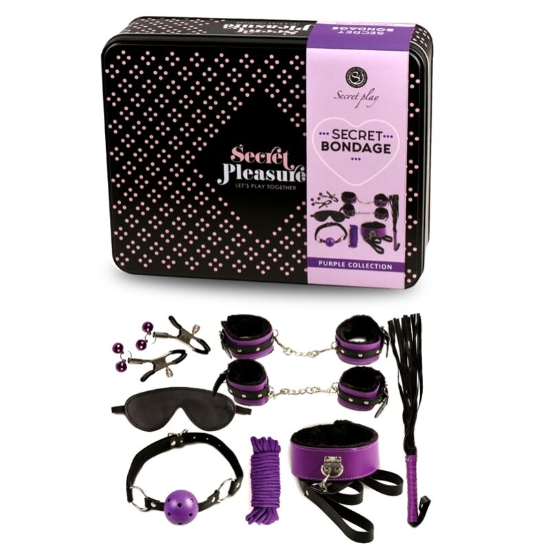 SECRETPLAY 100% FETISH Bdsm Set 8Pcs Purble / Noir. — vue détaillée