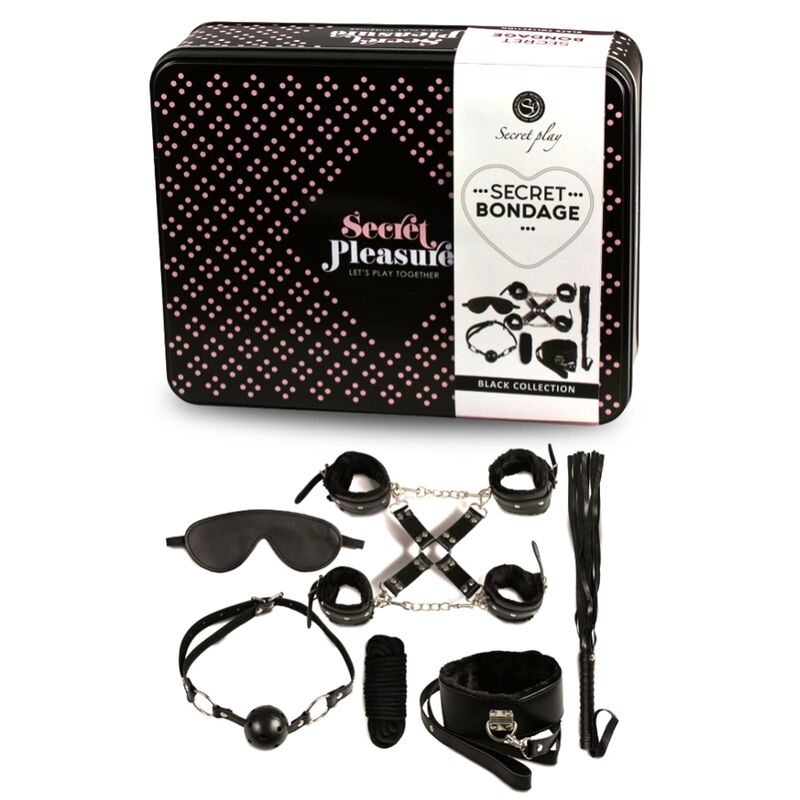 SECRETPLAY 100% FETISH Bdsm Set 8 Pcs Noir — vue détaillée
