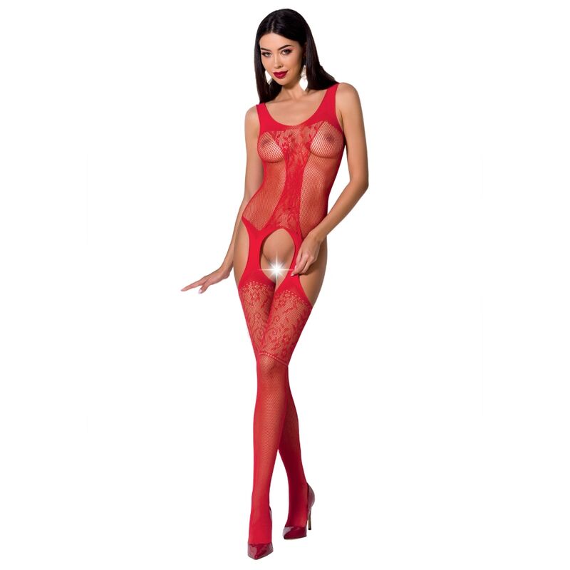 PASSION WOMAN Femme Bs072 Bodystocking Taille Unique Rouge - Aura Intime