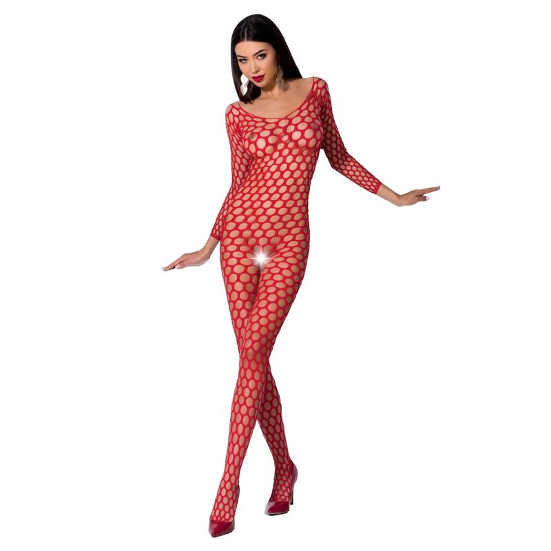PASSION WOMAN Femme Bs077 Bodystocking Taille Unique Rouge - Aura Intime