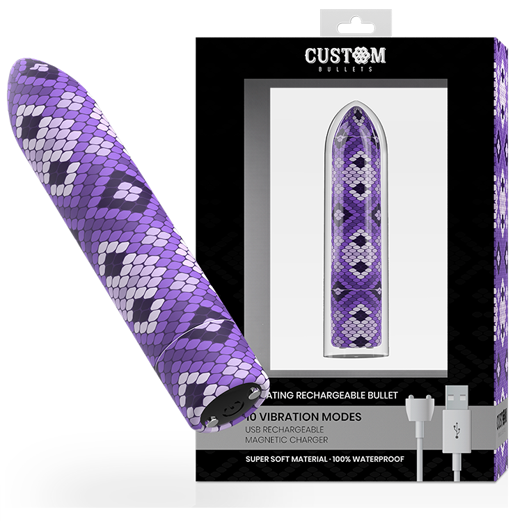 CUSTOM BULLETS Rechargeable Snake Purple Magnetic Bullet 10V - Aura Intime