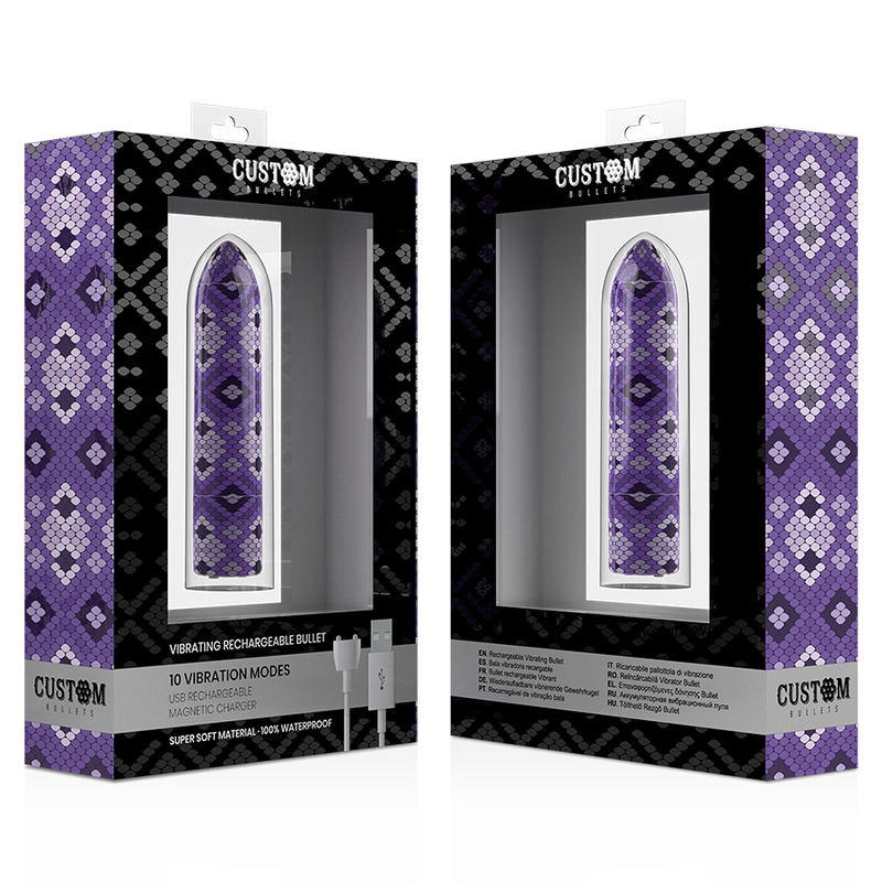 CUSTOM BULLETS Rechargeable Snake Purple Magnetic Bullet 10V — vue arrière