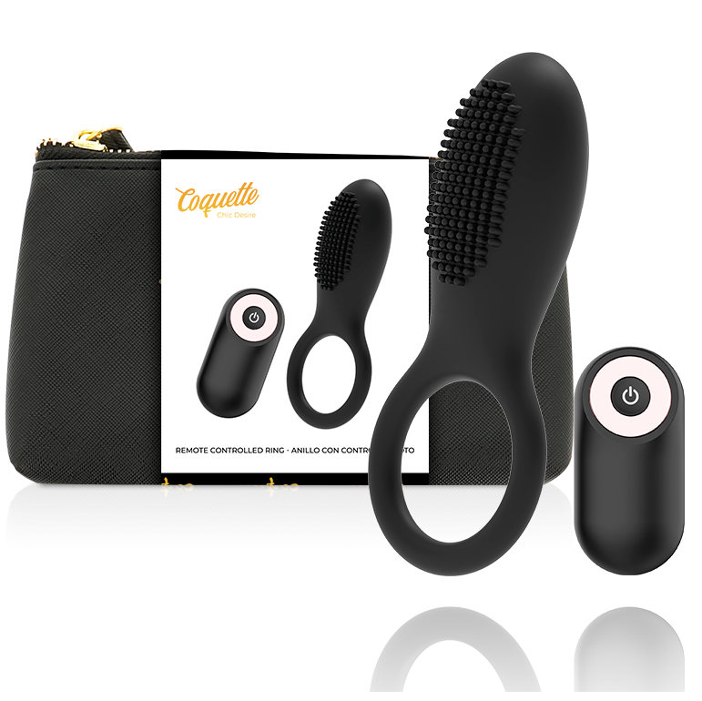 COQUETTE TOYS COCKRING TÉLÉCOMMANDE RECHARGEABLE NOIR/ OR - Aura Intime