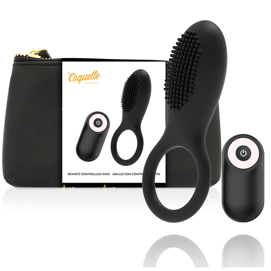 COQUETTE TOYS COCKRING TÉLÉCOMMANDE RECHARGEABLE NOIR/ OR - Aura Intime