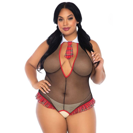 LEG AVENUE TEDDIES ÉCOLIÈRE CROTHLESS FITNESS TEDDY GRANDE TAILLE - Aura Intime
