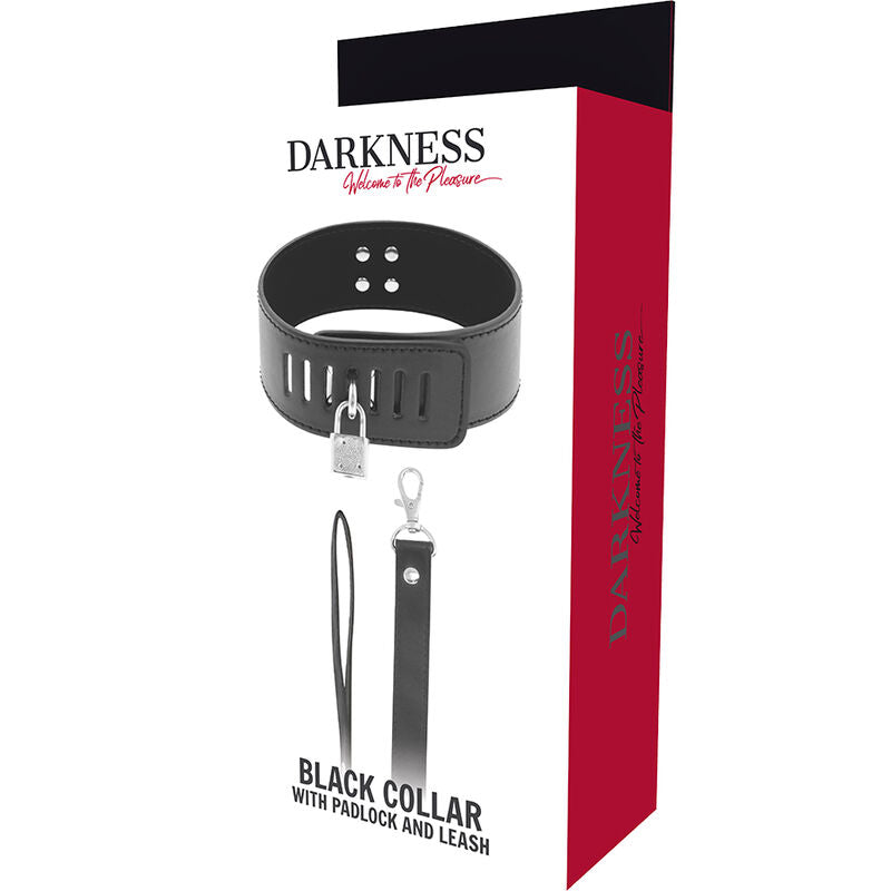 DARKNESS BONDAGE Collier Bdsm Serrure Noire — accessoires inclus