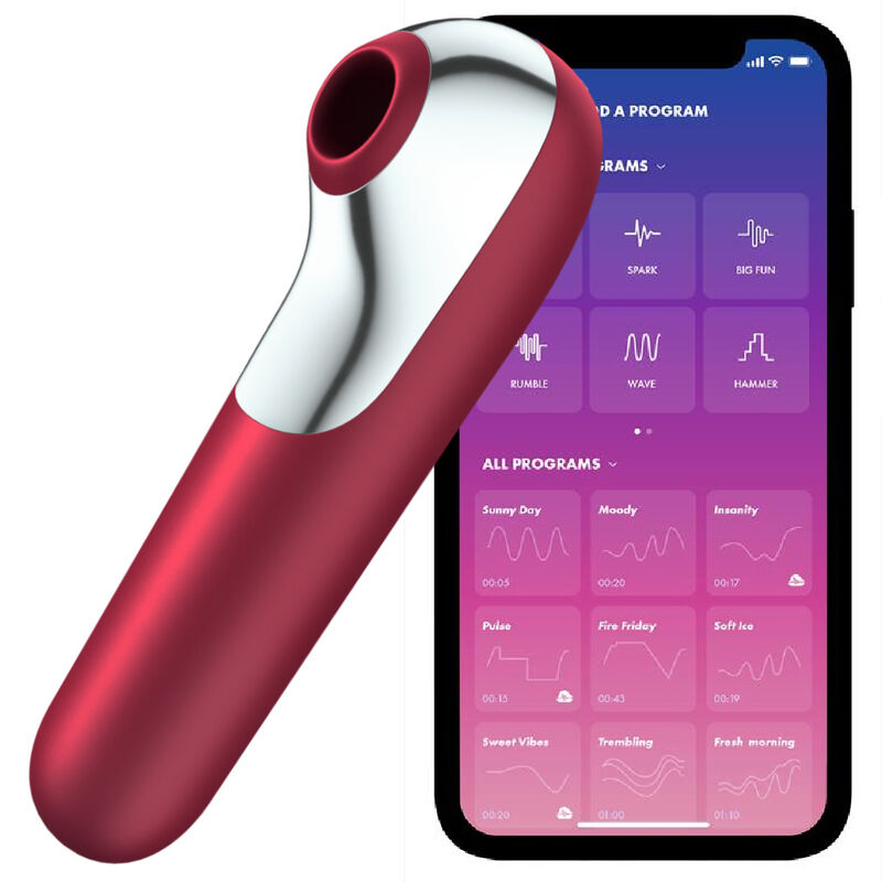 SATISFYER CONNECT Vibrateur Aspiration Dual Love Air Pulsé Rouge - Aura Intime
