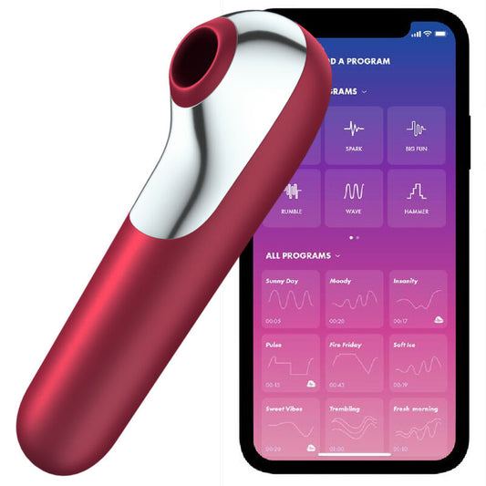 SATISFYER CONNECT Vibrateur Aspiration Dual Love Air Pulsé Rouge - Aura Intime