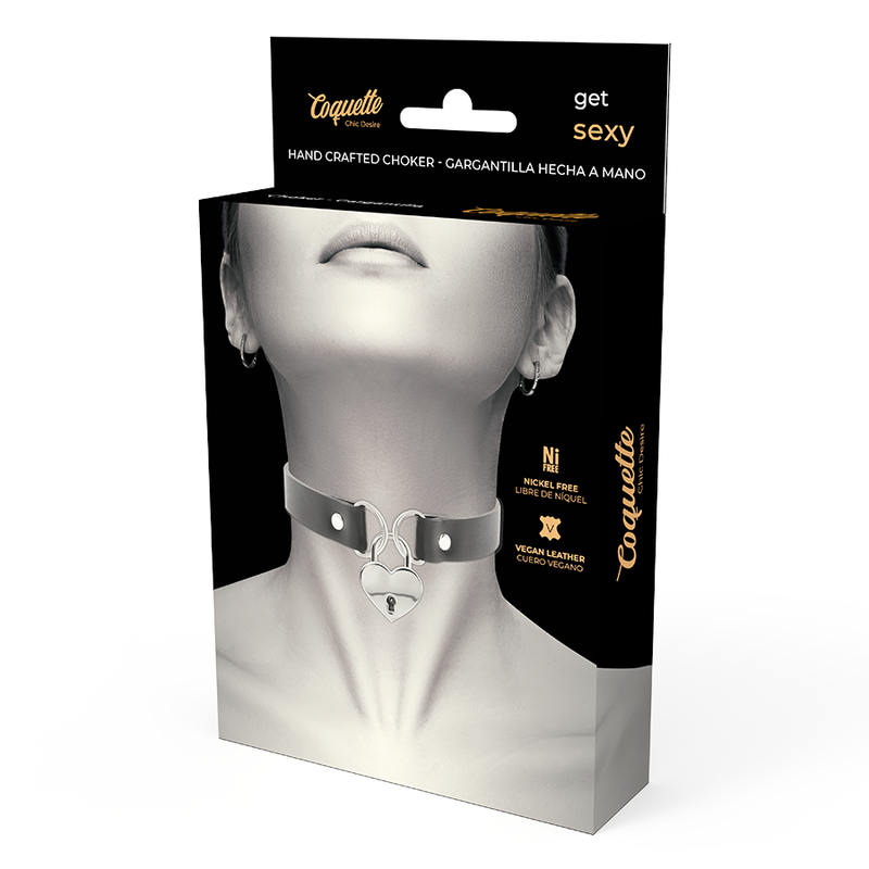 COQUETTE ACCESSORIES Collier Cuir Vegan Accessoire Coeur Cl? — accessoires inclus