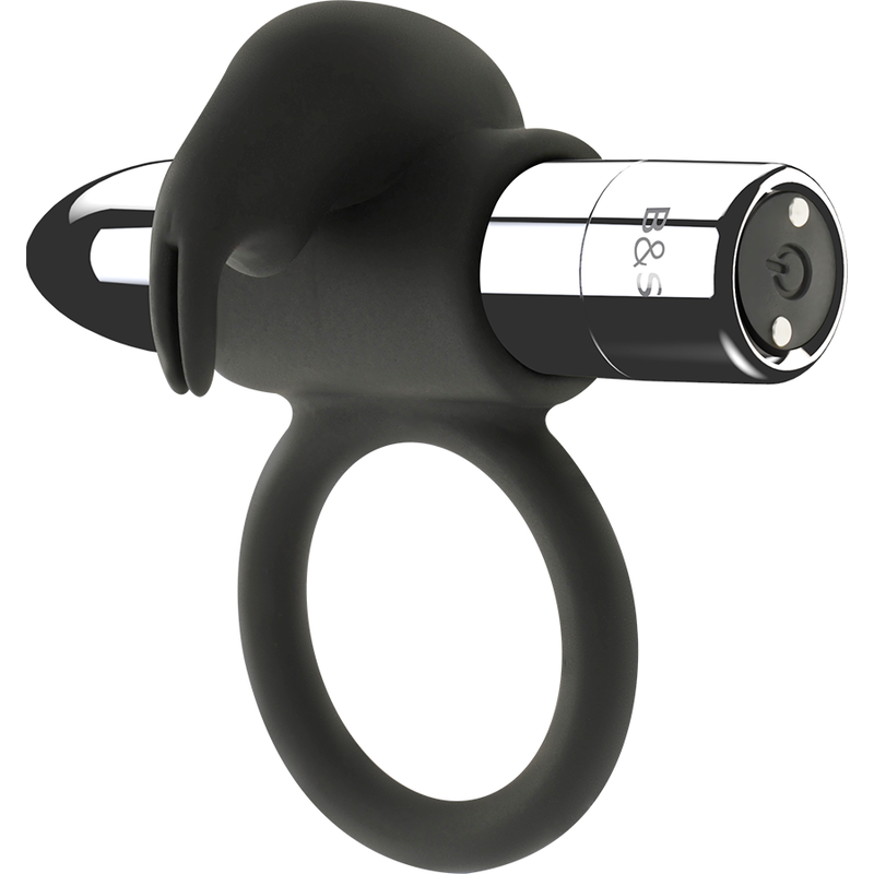 BLACK&SILVER BAGUE RECHARGEABLE BURTON 10 MODES VIBRATION - Aura Intime