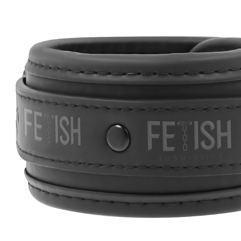 FETISH SUBMISSIVE BONDAGE Collier Menottes Cuir Végan Doublure Noprène — vue arrière