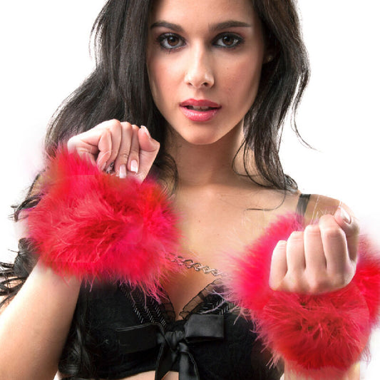 SECRETPLAY 100% FETISH Menottes Marabou Rouge - Aura Intime
