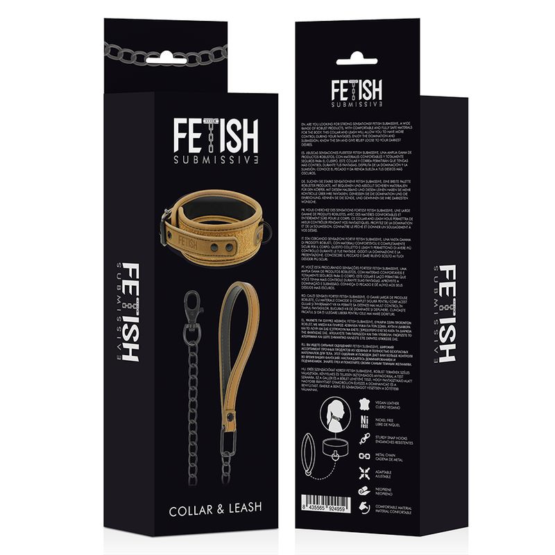 FETISH SUBMISSIVE ORIGIN Collier Chaîne Doublée Néoprène — vue arrière
