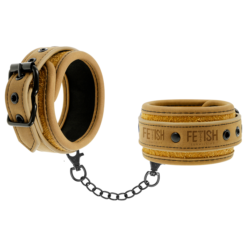 FETISH SUBMISSIVE ORIGIN Menottes Cuir Vegan Doublure Néoprène - Aura Intime