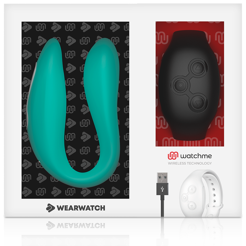 WEARWATCH Vibrateur Double Technologie Watchme Aigue-Marine / Jet — accessoires inclus